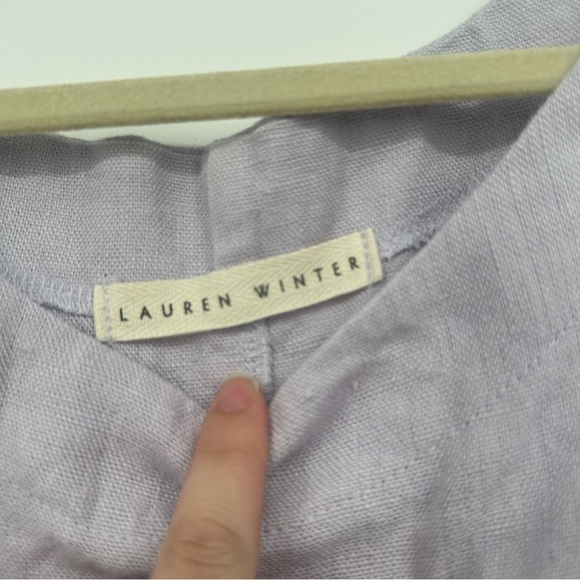 Lauren Winter Lilac Purple Linen Lark Sleeveless Crop Top Lagenlook Free Size - Picture 3 of 3